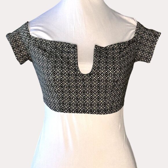 Intimately Free People Lucky Now Brami Crop Top Off Shoulder Black Combo XS NWT - Picture 2 of 6